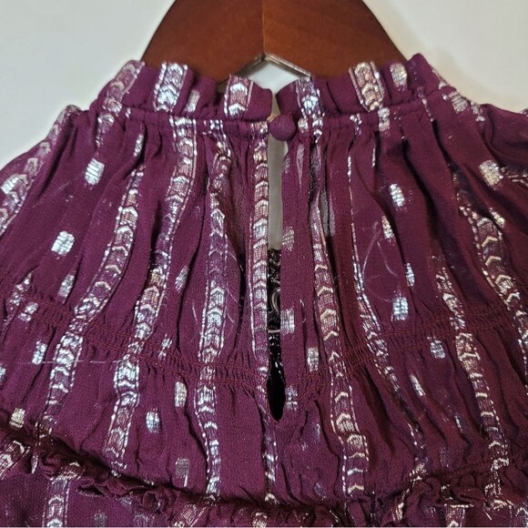 Express Purple Smocked Top with Metallic Highlights Size Small - Picture 6 of 10